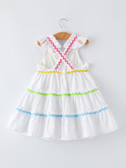 Summer Rainbow Girls Ruffle Strap Dress