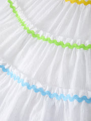 Summer Rainbow Girls Ruffle Strap Dress