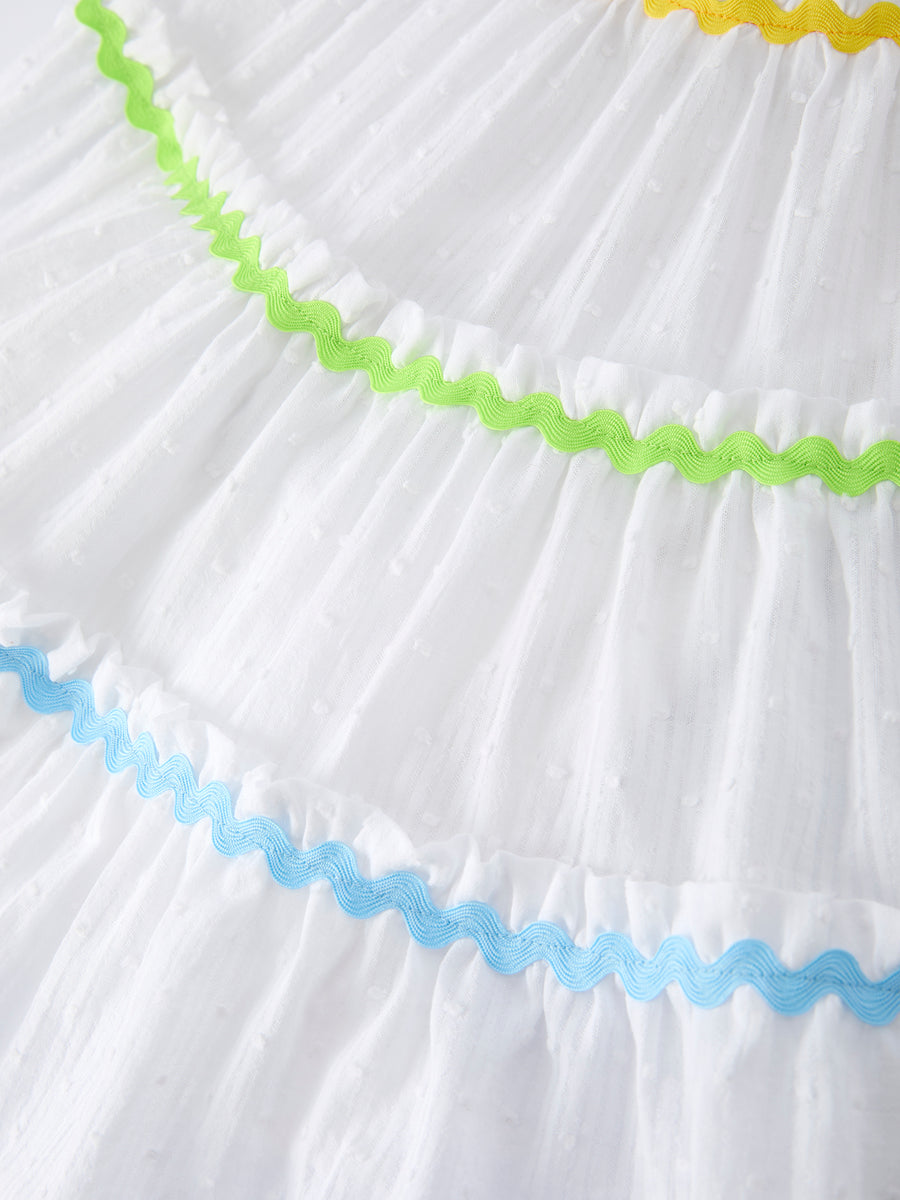 Summer Rainbow Girls Ruffle Strap Dress