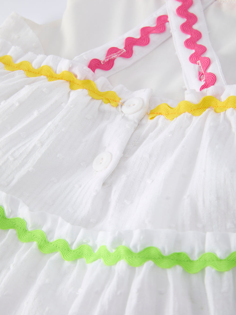 Summer Rainbow Girls Ruffle Strap Dress