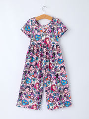 Summer Girls Print Short Sleeve Jumpsuit