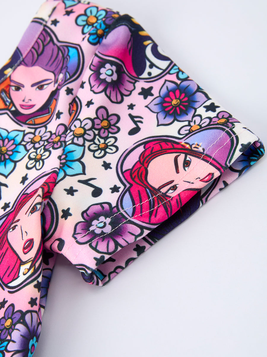 Summer Girls Print Short Sleeve Jumpsuit