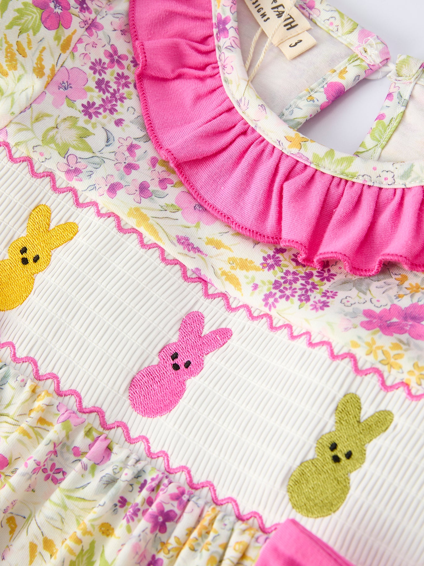 Easter Pink Bunny Embroidered Floral Long-Sleeved Girls' Dress 5 Easter Pink Bunny Embroidered Floral Long-Sleeved Girls' Dress 5