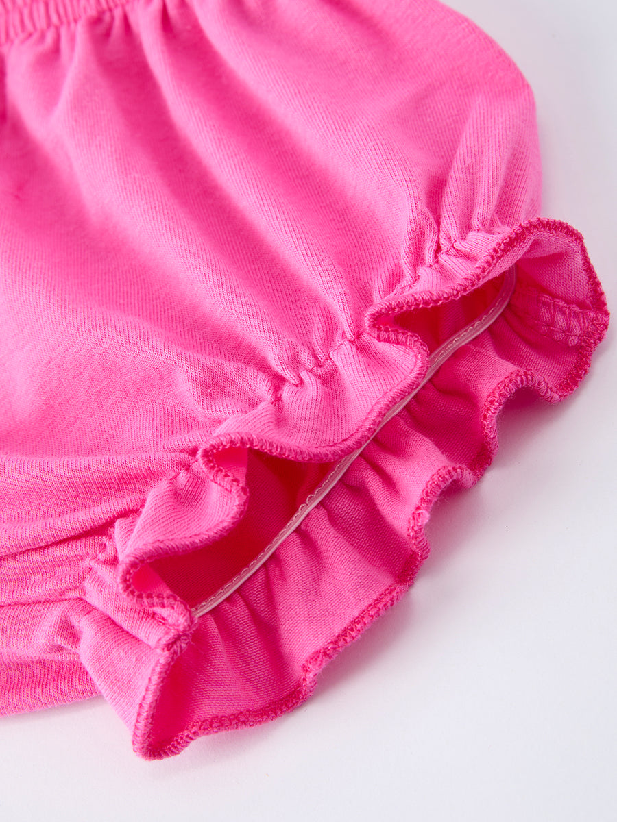 Easter Pink Bunny Embroidered Floral Long-Sleeved Girl Bloomer Set