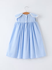 Blue Petal Peter Pan Collar Bishop Christening Girls Dress