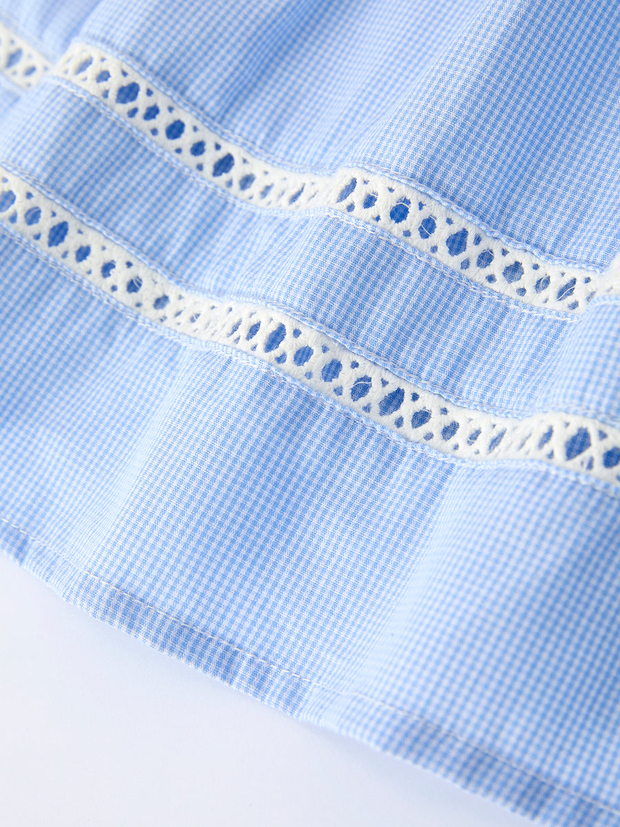 Blue Petal Peter Pan Collar Bishop Christening Girls Dress