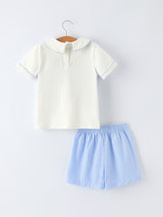 Blue Smocked Church Christ Bishop Christening Toddler Boys'Set