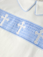 Blue Smocked Church Christ Bishop Christening Toddler Boys'Set