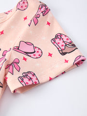 Western Print Girl Short Sleeve Dress
