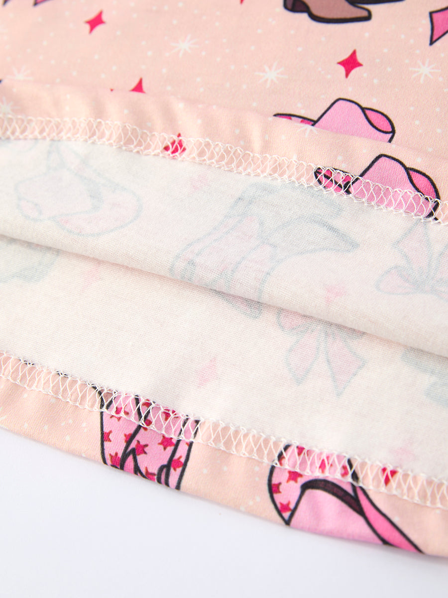 Western Print Girl Short Sleeve Dress