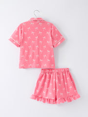 Mommy & Me Bow Print Ruffle Pajama Set