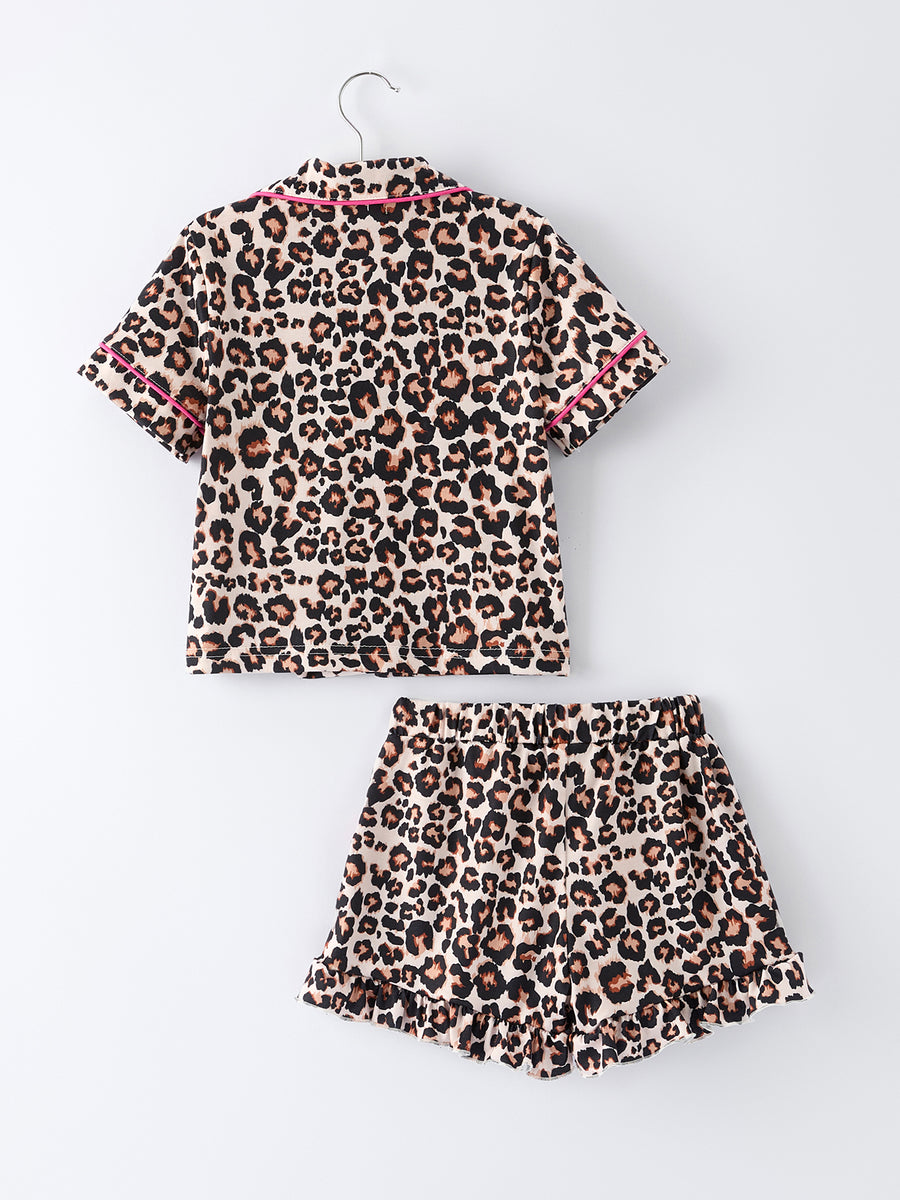Mommy & Me Leopard Print Ruffle Pajama Set