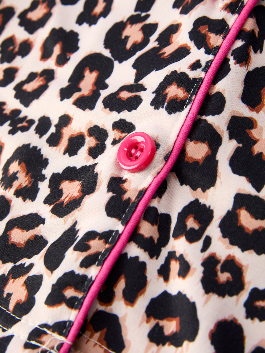 Mommy & Me Leopard Print Ruffle Pajama Set