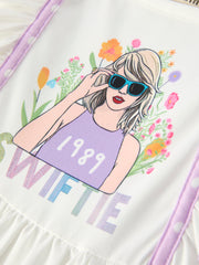 TS Summer Purple Girls Ruffle Polka Dot Dress