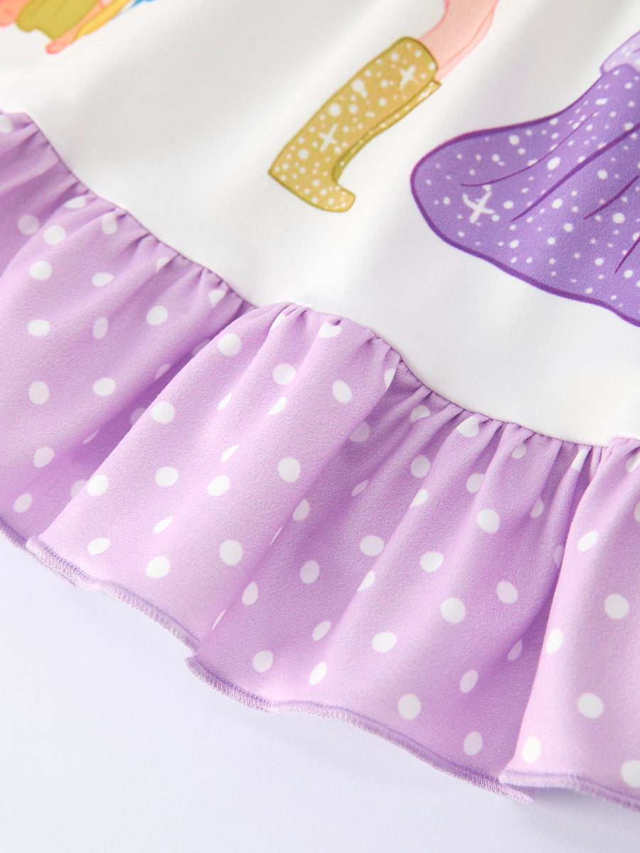 TS Summer Purple Girls Ruffle Polka Dot Dress Rylee Faith Designs TS Summer Purple Girls Ruffle Polka Dot Dress Rylee Faith Designs