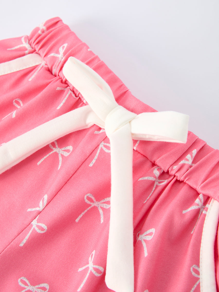 Mommy & Me Bow Print Ruffle Pajama Set