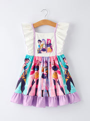 Summer Purple Girls Ruffle Dot Dress