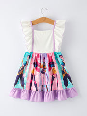 Summer Purple Girls Ruffle Dot Dress