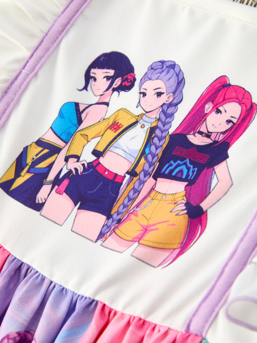 Summer Purple Girls Ruffle Dot Dress