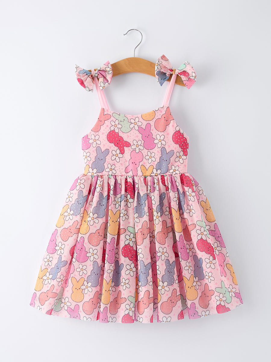Easter Bunny Print Girl Tulle Dress