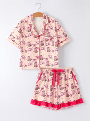 Mommy & Me Western Print Ruffle Pajama Set