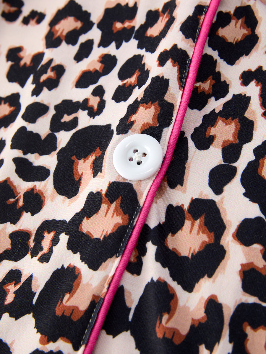 Mommy & Me Leopard Print Ruffle Pajama Set
