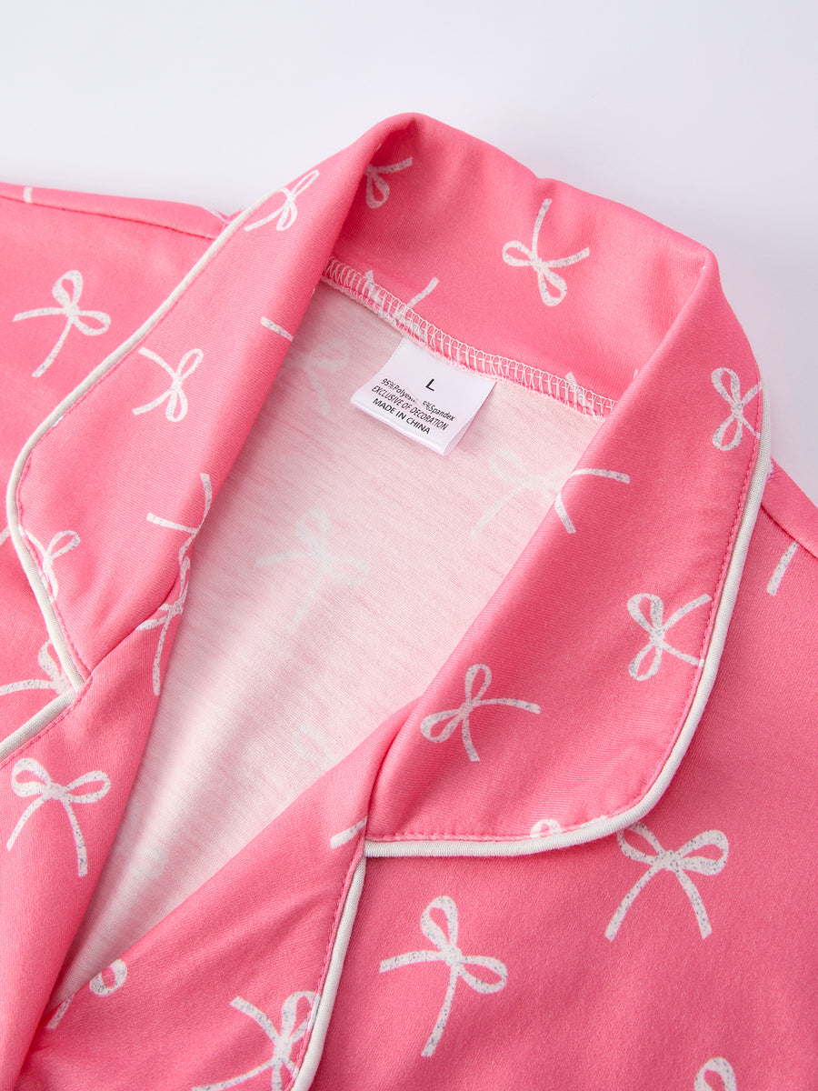 Mommy & Me Bow Print Ruffle Pajama Set