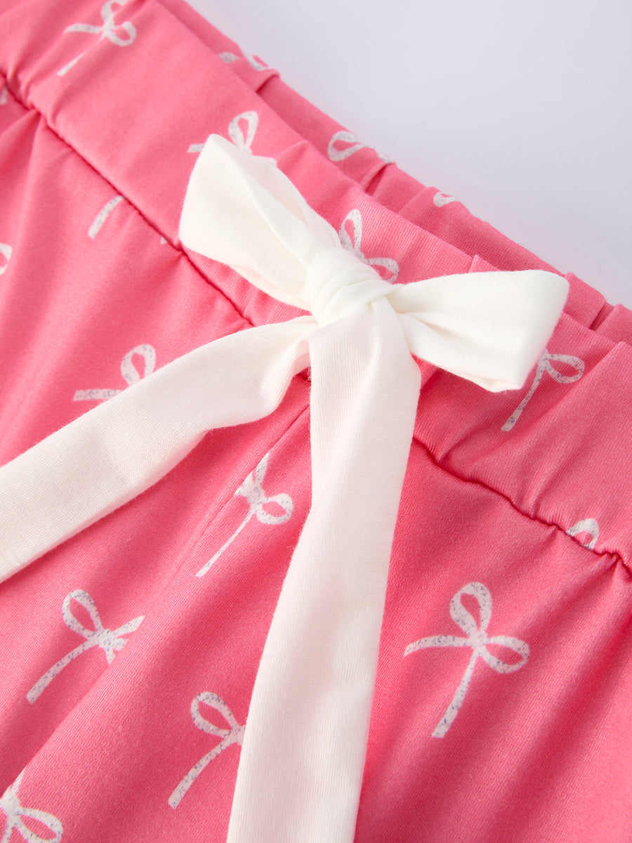 Mommy & Me Bow Print Ruffle Pajama Set