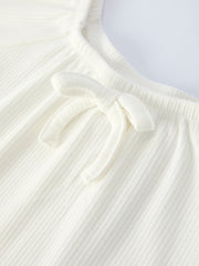 White Top And Daisy-Print Flared Pants Girl's Outfit