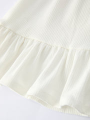 White Top And Daisy-Print Flared Pants Girl's Outfit