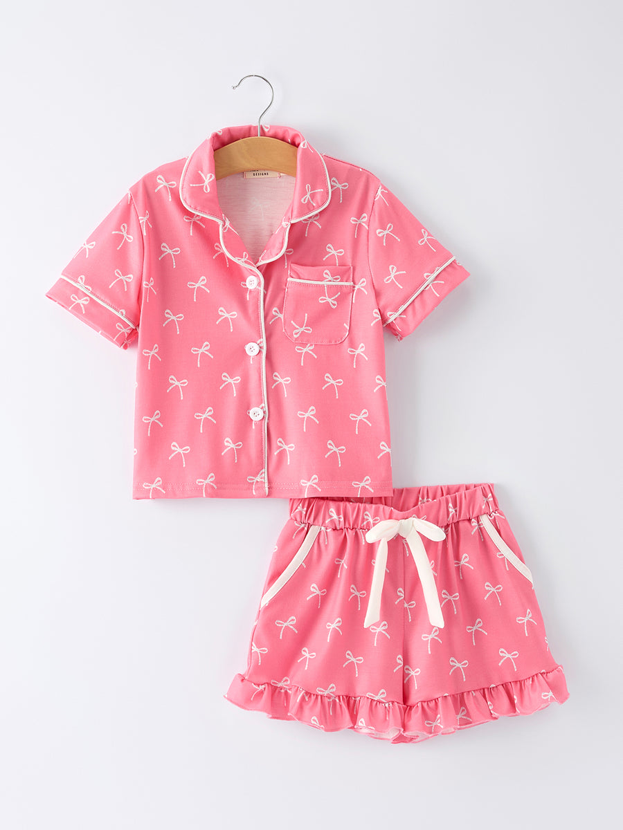 Mommy & Me Bow Print Ruffle Pajama Set