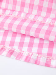 Spring Plaid Girls Dress Bow Flutter Sleeve