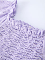 Spring Purple Short-sleeved Girls Jumpsuit