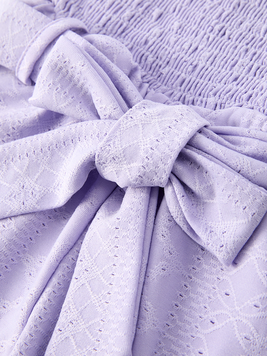 Spring Purple Short-sleeved Girls Jumpsuit