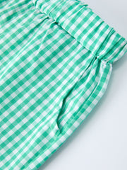 Pickle Ball Spring Gingham Embroidered Smocked Green Boys Shorts Set