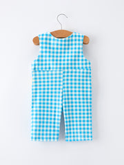 Fish Embroidery Smocking Plaid Baby Boy Romper