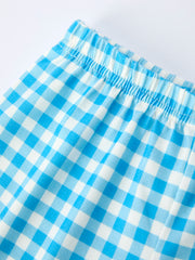 Fish Embroidery Smocking Plaid Boys'Set