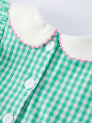 Spring Gingham Bow Ruffle Smocked Pickle Ball Girl Dress