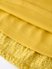 Spring Solid Girls Lace Tiered Dress With Scrunchie