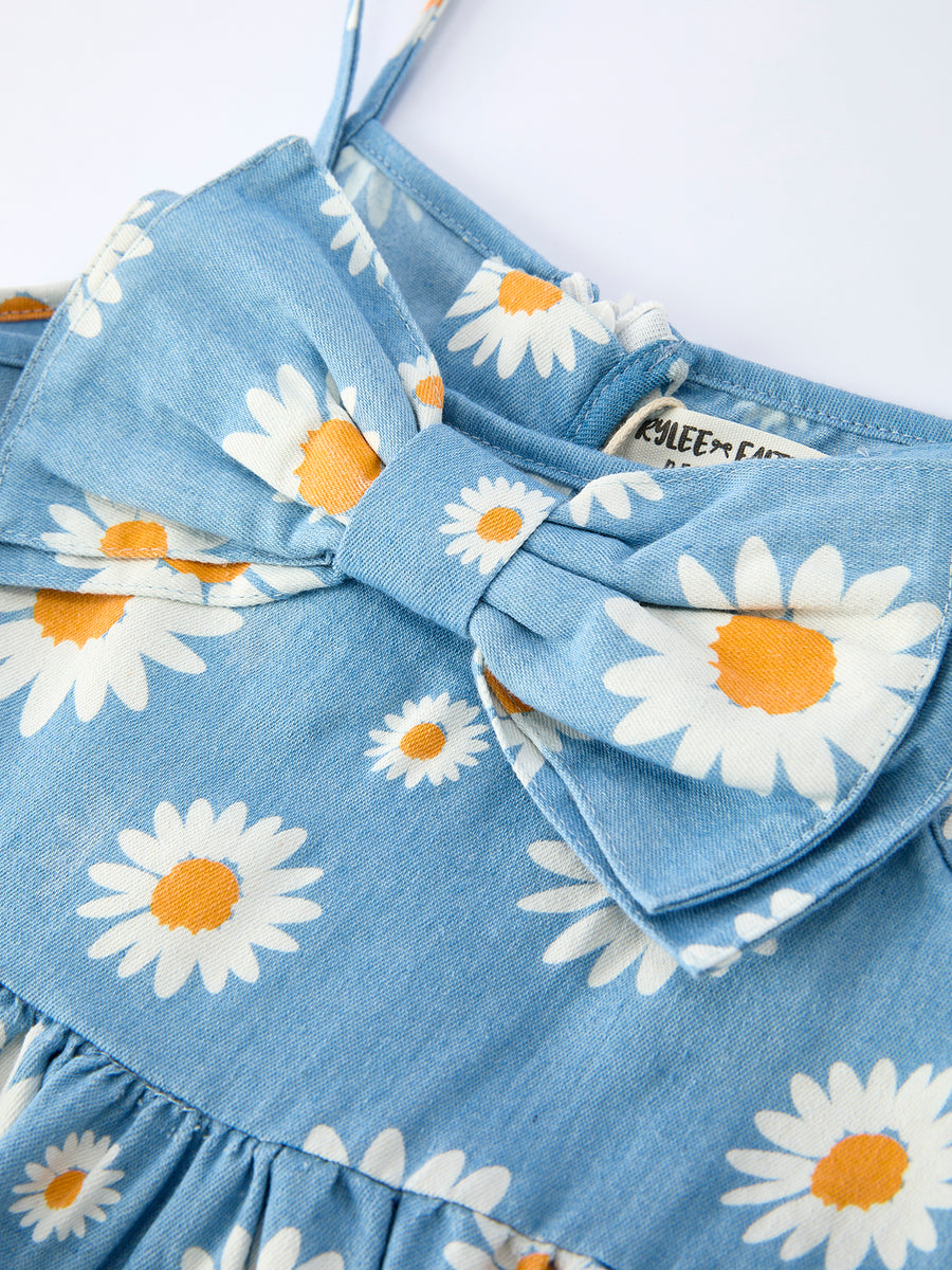 Spring Daisy Girls' Blue Denim Dress