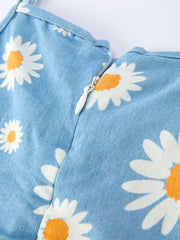 Spring Daisy Girls' Blue Denim Dress