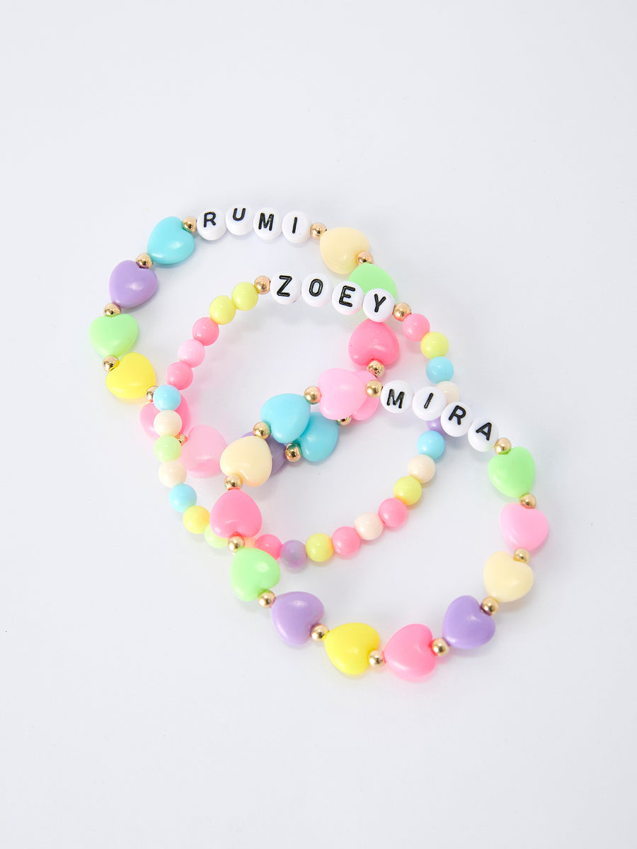 Seed Beads Bracelet Elastic Beaded Letter