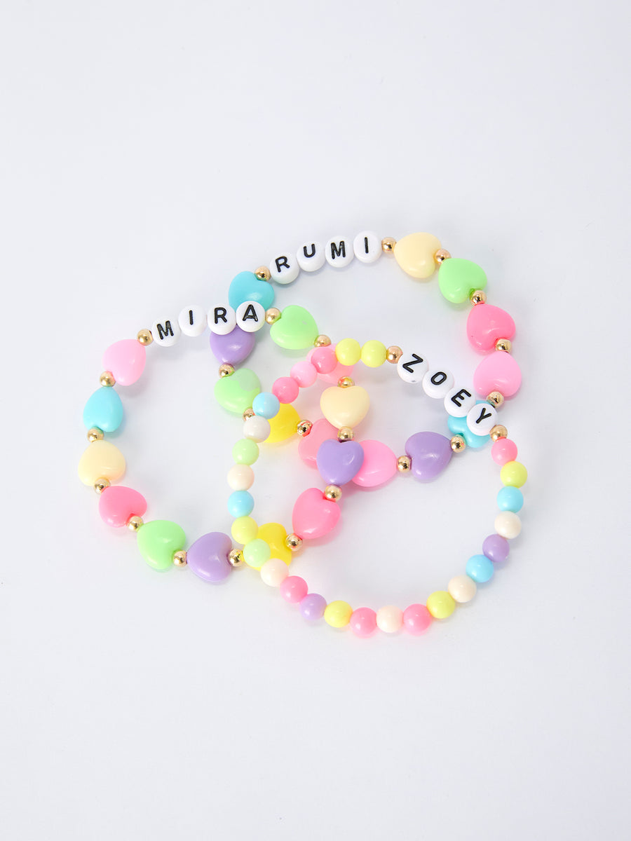 Seed Beads Bracelet Elastic Beaded Letter