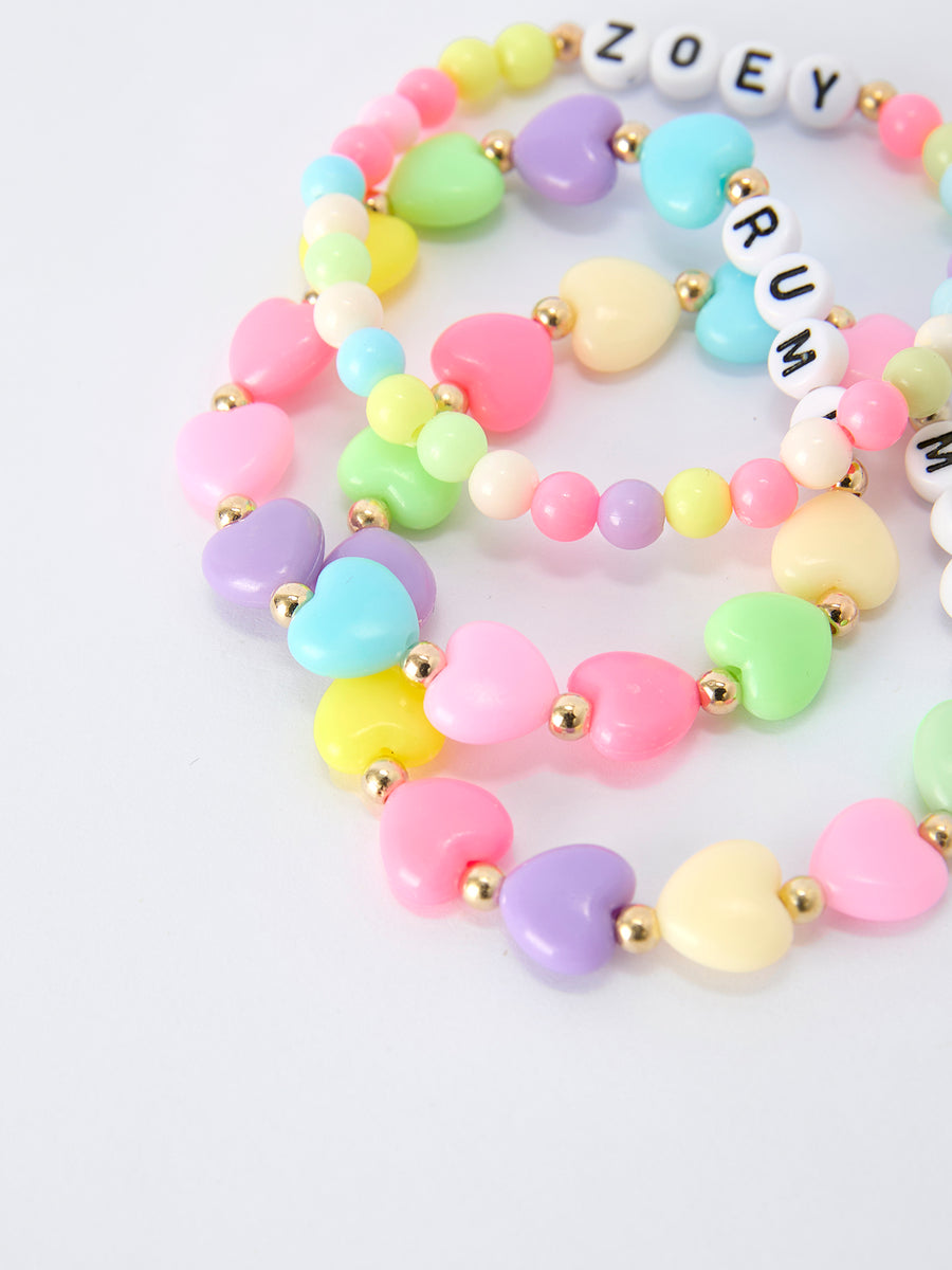 Seed Beads Bracelet Elastic Beaded Letter