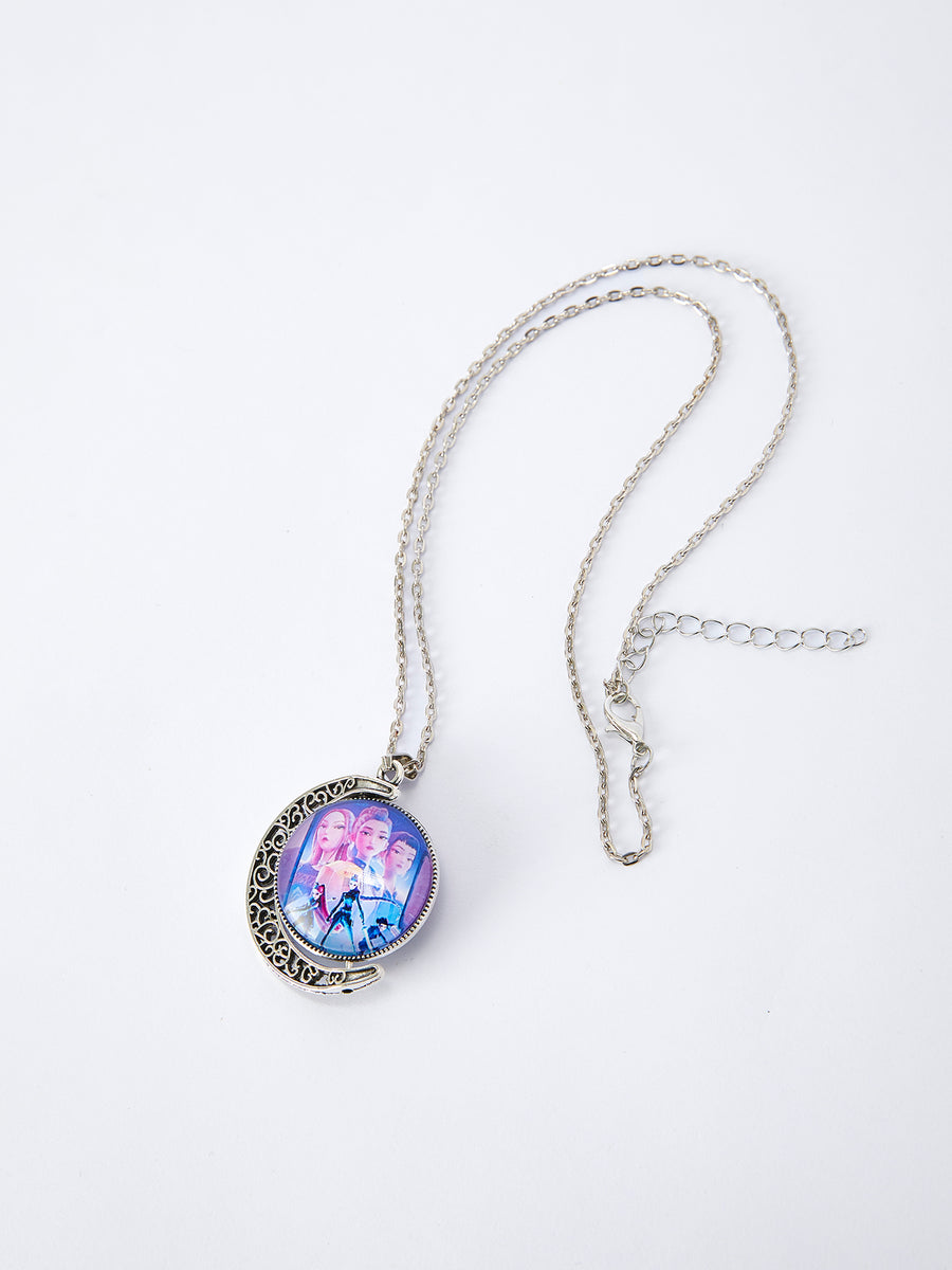 Girls Locket Necklace Purple Pendant