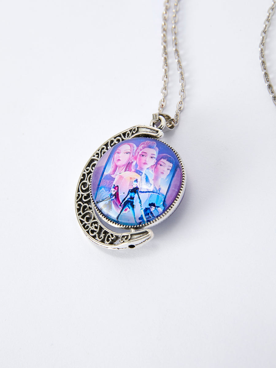 Girls Locket Necklace Purple Pendant