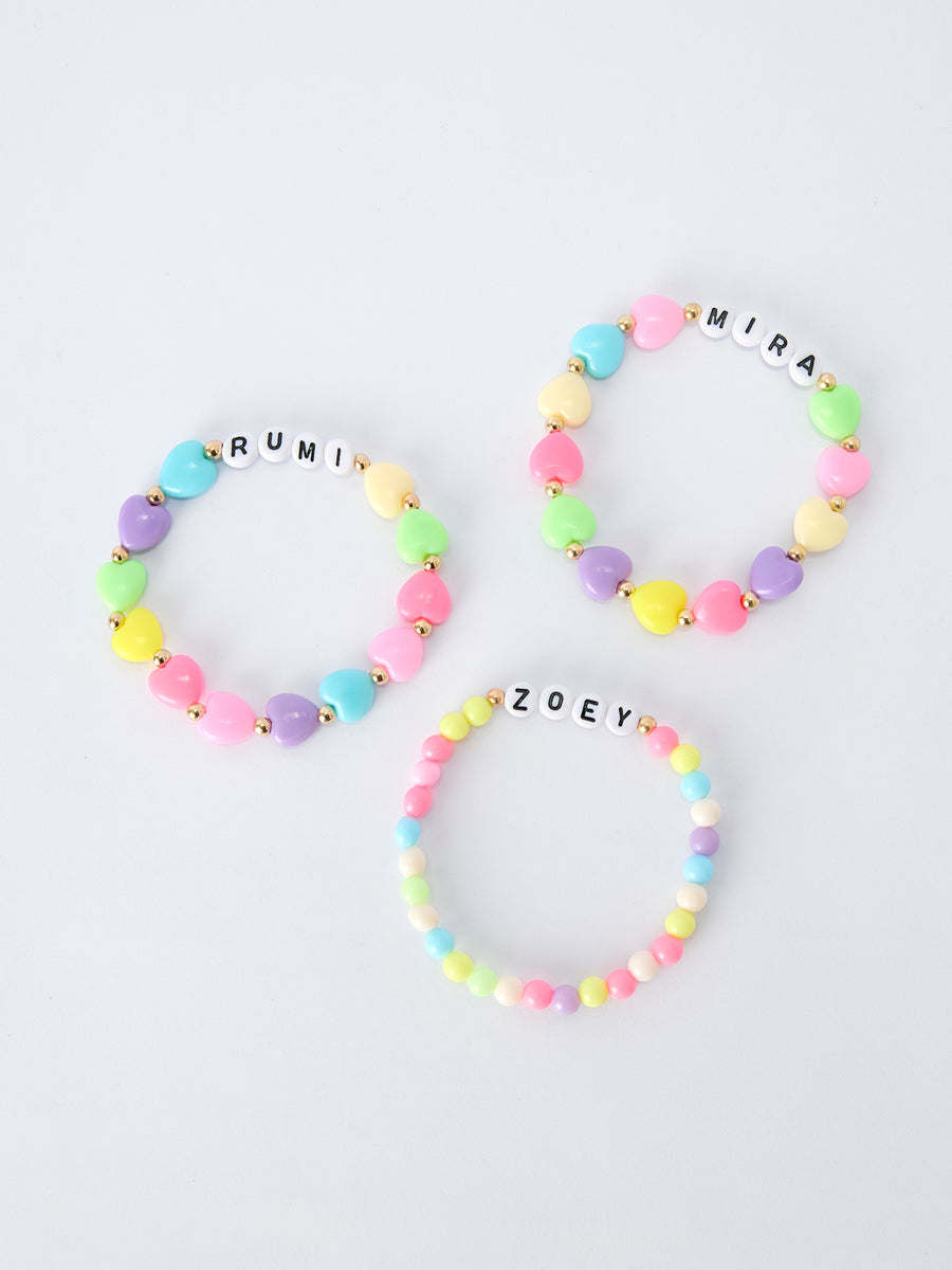 Seed Beads Bracelet Elastic Beaded Letter
