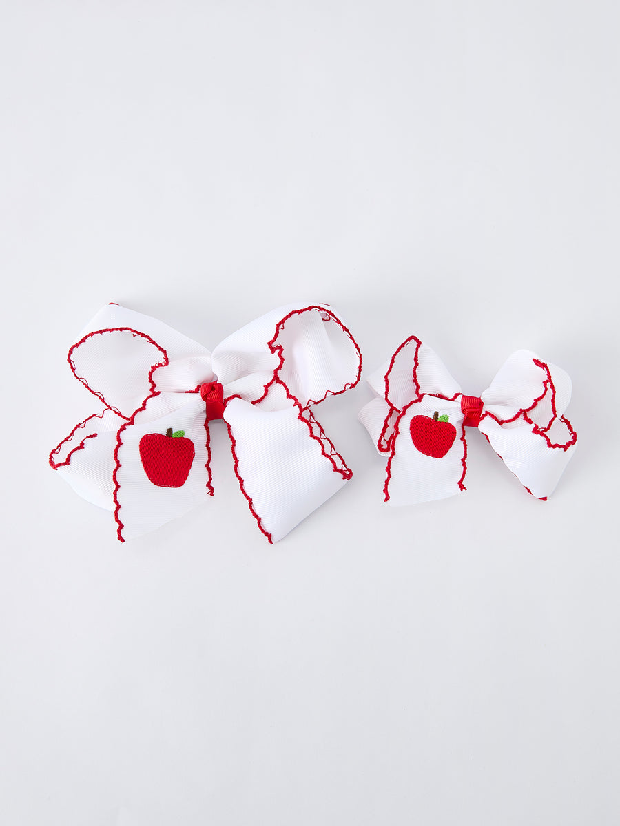Back-to-school Apple Applique Girls Hairpin 4 Inches/6.25 inches