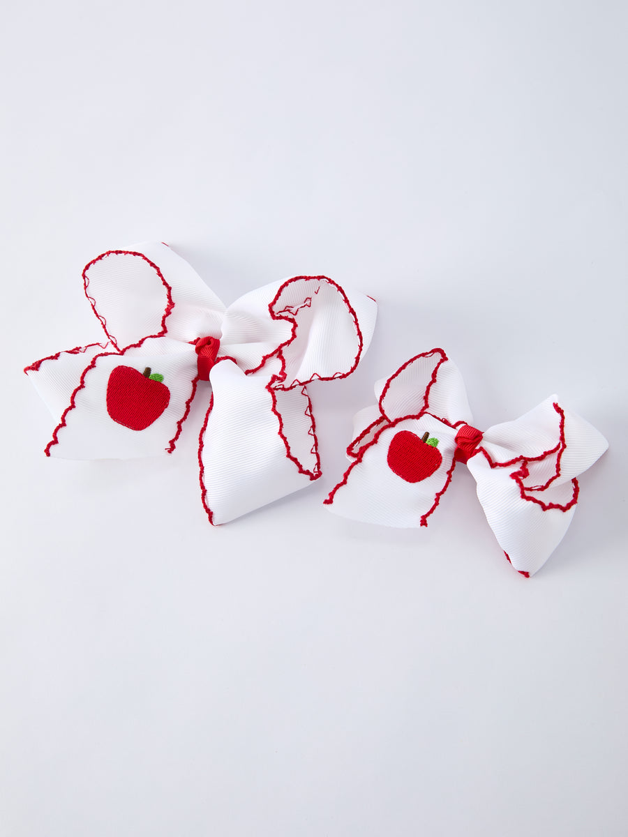Back-to-school Apple Applique Girls Hairpin 4 Inches/6.25 inches