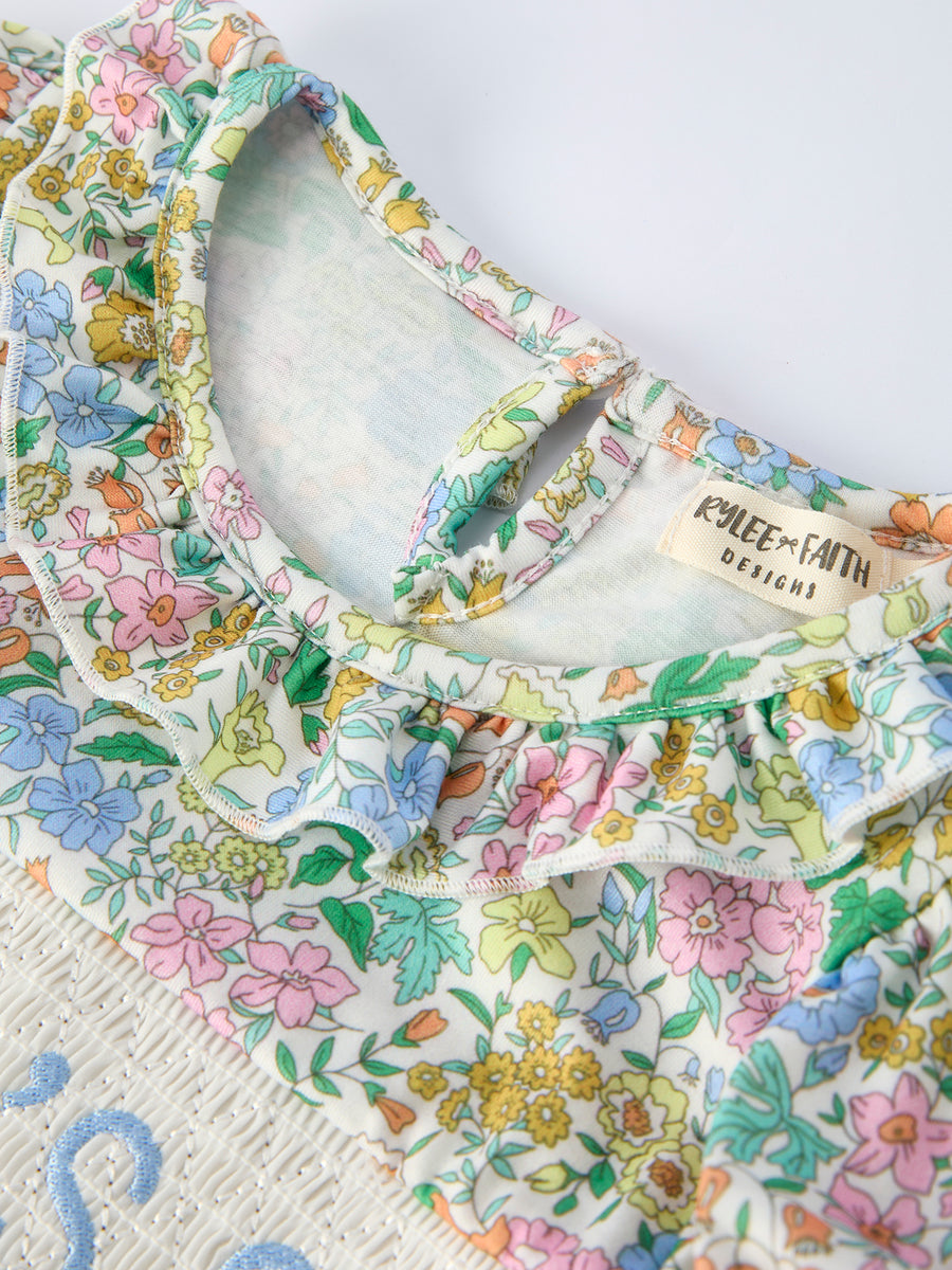 "MAMA'S GIRL" Embroidered Smocked Girls' Dress